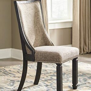 Signature Design by Ashley Tyler Creek Urban Farmhouse Upholstered Dining Chair, 2 Count, Almost Black