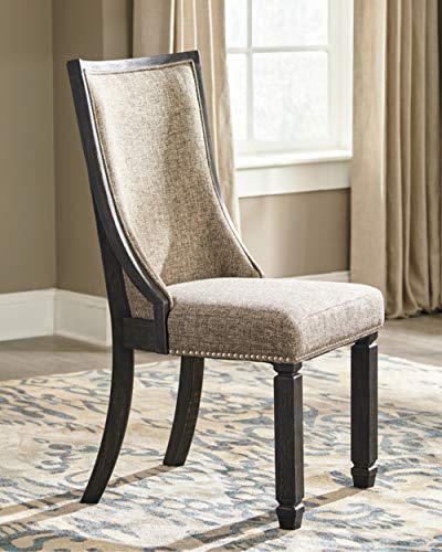 Signature Design by Ashley Tyler Creek Urban Farmhouse Upholstered Dining Chair, 2 Count, Almost Black