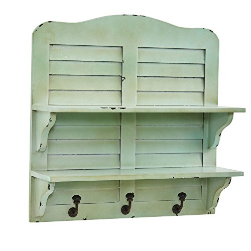 Nearly Natural 7034 Vintage Window Shutter Shelving with Wall Hooks, 20"
