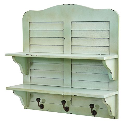 Nearly Natural 7034 Vintage Window Shutter Shelving with Wall Hooks, 20"