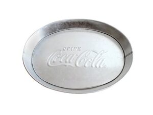tablecraft's coca-cola oval serving platter 9 x 6 x 2", silver