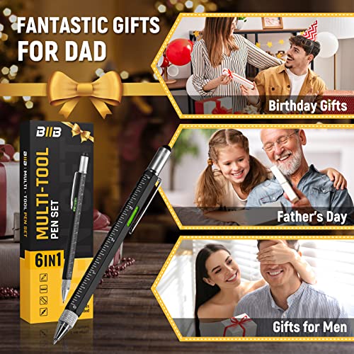 BIIB Gifts for Men, Multitool Pen Dad Gifts for Men, Birthday Gifts for Men, Cool Stuff Tools Gadgets for Men, Mens Gifts for Boyfriend, Husband, Grandpa, Him, Gifts for Men Who Have Everything