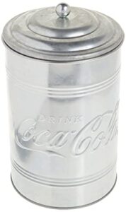 tablecraft galvanized storage canister with lid, 5.5" x 9.25" (88 oz), silver