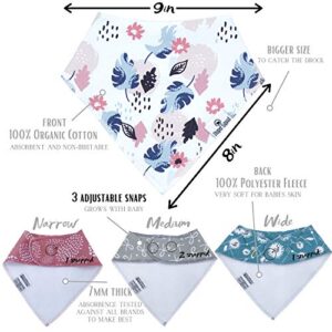 Diaper Squad 100% Organic Cotton Floral 10-Pack Baby Girl Drool Bandana Bibs Pink for Girls