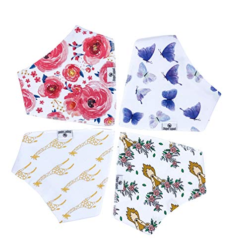 Diaper Squad 100% Organic Cotton Floral 10-Pack Baby Girl Drool Bandana Bibs Pink for Girls