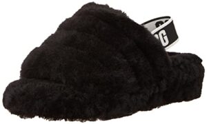 ugg women's fluff yeah slide slipper, black, 6 m us