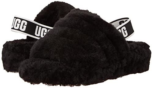 UGG Women's Fluff Yeah Slide Slipper, Black, 6 M US