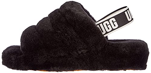 UGG Women's Fluff Yeah Slide Slipper, Black, 6 M US