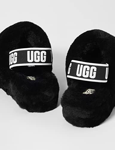 UGG Women's Fluff Yeah Slide Slipper, Black, 6 M US