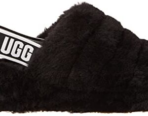 UGG Women's Fluff Yeah Slide Slipper, Black, 6 M US