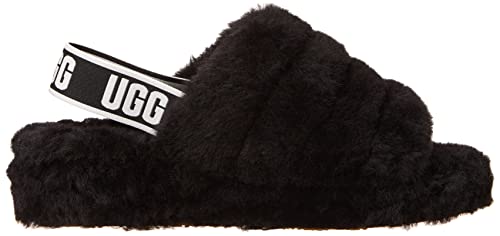 UGG Women's Fluff Yeah Slide Slipper, Black, 6 M US