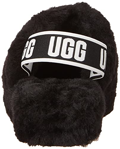 UGG Women's Fluff Yeah Slide Slipper, Black, 6 M US