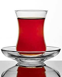 Pasabahce Premium Turkish Tea Glasses and Saucers, Set of 12, Perfect for Tea Party, Gifts, Housewarming, Weddings, Aniversary