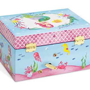 Jewelkeeper Mermaid Musical Jewelry Box, Underwater Design with Narwhal, Over the Waves Tune