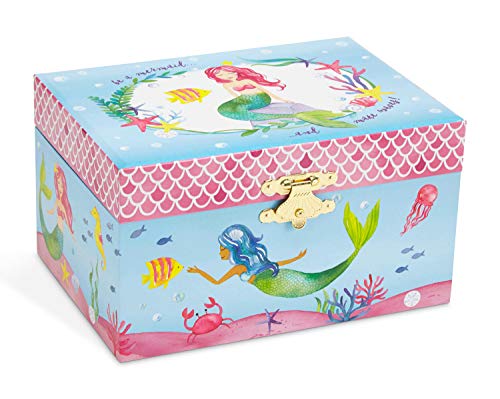 Jewelkeeper Mermaid Musical Jewelry Box, Underwater Design with Narwhal, Over the Waves Tune