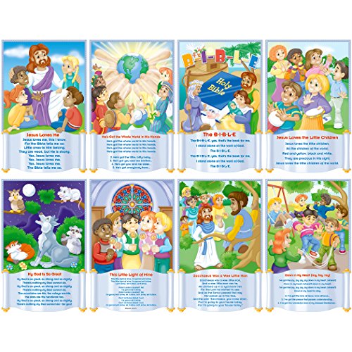 North Star Teacher Resource NST3102 Children's Bible Songs Bulletin Board Set, Set of 8 Posters