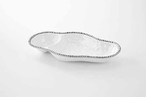 Pampa Bay Porcelain 2-Section Serving Tray Platter (White)