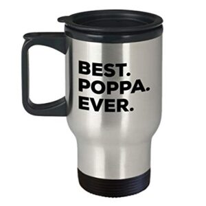 SpreadPassion Poppa Travel Mug - Best Poppa Ever - Gifts From Baby Kids Adults Grandchildren Grand kids