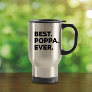 SpreadPassion Poppa Travel Mug - Best Poppa Ever - Gifts From Baby Kids Adults Grandchildren Grand kids