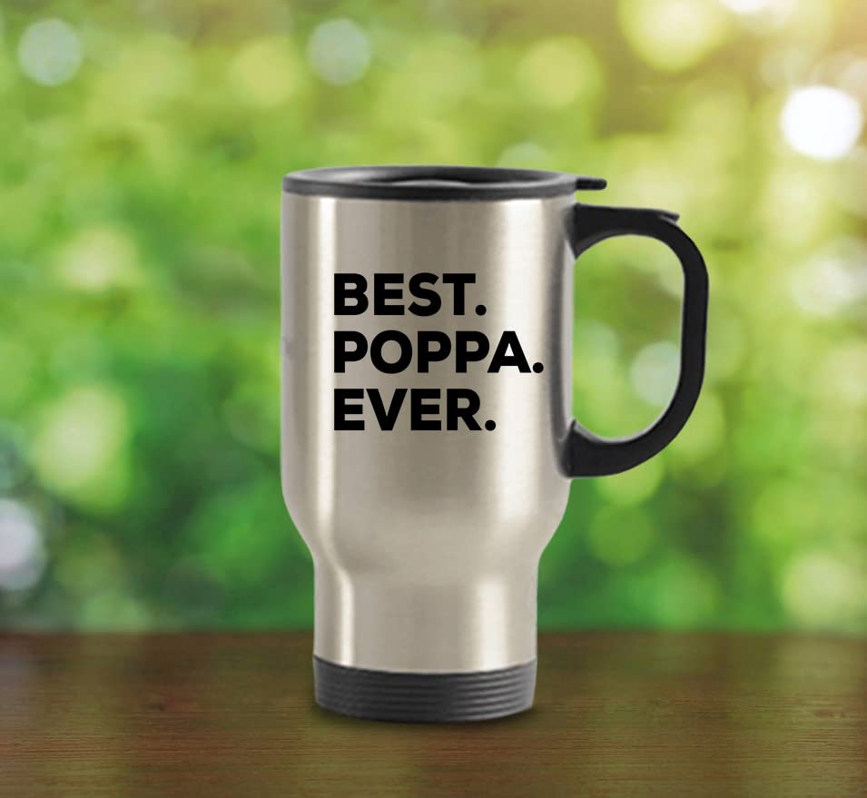 SpreadPassion Poppa Travel Mug - Best Poppa Ever - Gifts From Baby Kids Adults Grandchildren Grand kids