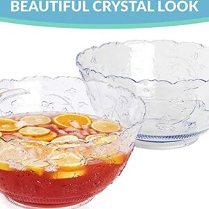 Premium Quality Plastic Punch Bowl With Ladle - Large 2 Gallon Bowl With 5 oz Ladle by Upper Midland Products