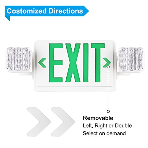 SPECTSUN Exit Sign with Emergency Light, Green Emergency Exit Lights with Battery Backup - 2 Pack, Exit Light with Emergency Light/Photoluminescent Exit Sign/Emergency Exit Light Led/Lighted Exit Sign