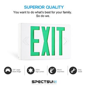 SPECTSUN Led Exit Sign with Battery Backup, Green Exit Light Combo&Double Sided Exit Sign - 1 Pack, Exit Combo Light/Illuminating Exit Sign Led/Exit Alarm/Fire Exit Sign Light/Lighted Exit Sign