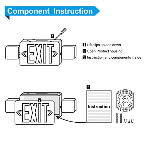 SPECTSUN Exit Sign with Emergency Light, Green Emergency Exit Lights with Battery Backup - 2 Pack, Exit Light with Emergency Light/Photoluminescent Exit Sign/Emergency Exit Light Led/Lighted Exit Sign