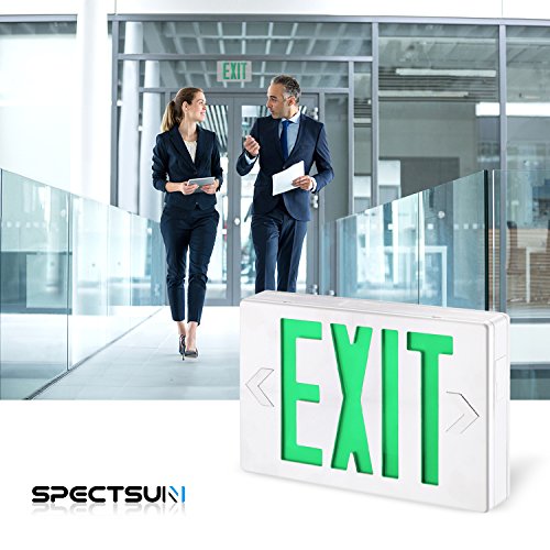 SPECTSUN Led Exit Sign with Battery Backup, Green Exit Light Combo&Double Sided Exit Sign - 1 Pack, Exit Combo Light/Illuminating Exit Sign Led/Exit Alarm/Fire Exit Sign Light/Lighted Exit Sign