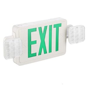 spectsun exit sign with emergency light, green emergency exit lights with battery backup - 1 pack, exit emergency light combo/exit sign with emergency light/emergency exit light/emergency led light
