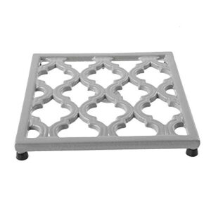 square cast iron trivet gray metal trivets for kitchen dining, hot pot holder hot pads for table & countertop - heat resistant teapot trivets