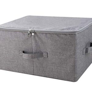 iwill CREATE PRO Folding Storage Box with Zip Lid and Handles, Storage Basket With Linen Fabric, Closet Shelf Drawers,Dark Gray, 2 pcs