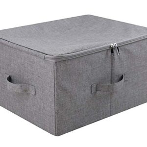 iwill CREATE PRO Folding Storage Box with Zip Lid and Handles, Storage Basket With Linen Fabric, Closet Shelf Drawers,Dark Gray, 2 pcs