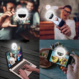 Selfie Ring Light,HONGDAYI Clip-on Selfie Light for Phone Camera 3-Level Brightness Small Mini LED Ring Light for Phone,Laptop,Computer,Tiktok,Photography,Video,Makeup (White)