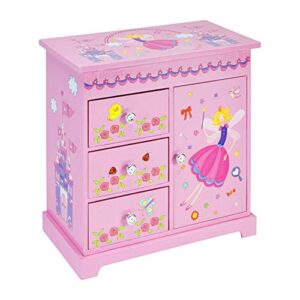 jewelkeeper music box 3 pullout drawers, fairy castle design, waltz the flowers tune