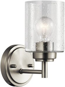 kichler winslow 9.25" wall sconce in brushed nickel, 1-light modern wall mount fixture with clear seeded glass , 45910ni