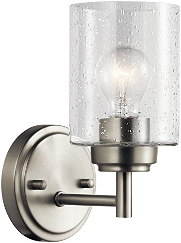 Kichler Winslow 9.25" Wall Sconce in Brushed Nickel, 1-Light Modern Wall Mount Fixture with Clear Seeded Glass , 45910NI