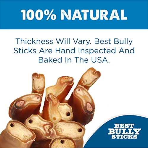 Best Bully Sticks All-Natural Premium 6 Inch Jumbo Bully Sticks for Large Dogs - USA Baked & Packed - 100% Grass-Fed Beef - Single Ingredient Grain & Rawhide Free Dog Chews - 4 Pack