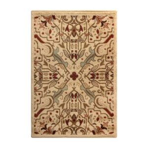 casual kaleidoscopic indoor area rug collection, transitional scrolling geometric scatter accent rug with durable jute backing, 2' x 3', beige by blue nile mills
