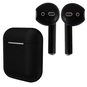 airpod skins, silicone charging case cover, eartips bundle (matte black)