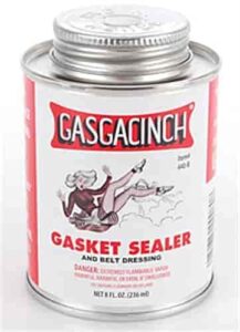 jegs gasgacinch | 8-ounce can | made in usa | belt dressing | adhesive | built-in dobber | not for use on cylinder head gaskets