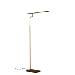 Adesso Home 3047-15 Transitional LED Floor Lamp from Barrett Collection, 18.00 inches, Walnut Finished Ash Wood W. Antique Brass Accents