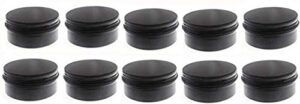 3 oz.tins black aluminum metal tin round screw top lid containers jars metal storage tin jars aluminum tin cans travel storage tins,for lip balm diy cosmetics salves, 3oz./3 ounce/90 ml,10 pack