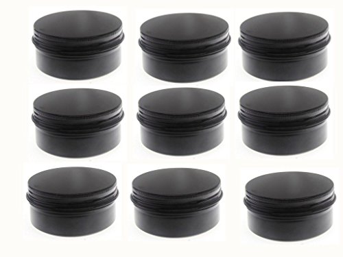 3 oz.Tins Black Aluminum Metal Tin Round Screw Top Lid Containers Jars Metal Storage Tin Jars Aluminum Tin Cans Travel Storage Tins,for Lip Balm DIY Cosmetics Salves, 3oz./3 Ounce/90 ML,10 Pack