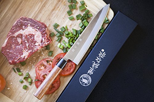 Traditional Japanese Professional Gyuto Kitchen Chefs Knife – Premium 8-inch High Carbon Stainless Steel Gyuto Sushi Knife with High Corrosion Resistance in a Single Bevel Chisel Edge Grind