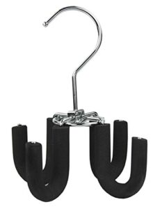sunbeam sturdy 4-hook hanger, swivels 360 degrees, ideal for belt, ties and other accessories, chrome plated steel, black