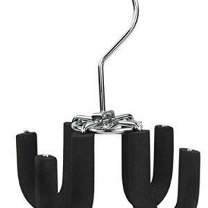 Sunbeam Sturdy 4-Hook Hanger, Swivels 360 Degrees, Ideal for Belt, Ties and Other Accessories, Chrome Plated Steel, Black