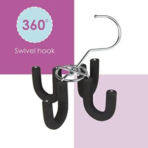 Sunbeam Sturdy 4-Hook Hanger, Swivels 360 Degrees, Ideal for Belt, Ties and Other Accessories, Chrome Plated Steel, Black