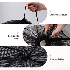 Meowoo Mesh Laundry Bag, 27×36inch Heavy Duty Extra Large Mesh Laundry Bags Drawstring Lockable, Laundry Hamper Liner, Machine Washable, for Travel,　Storage,　Sports， Factories, Dorms, Hamper Liner(black,2Pcs)