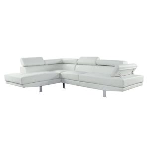 acme furniture connor sectional sofa, cream pu